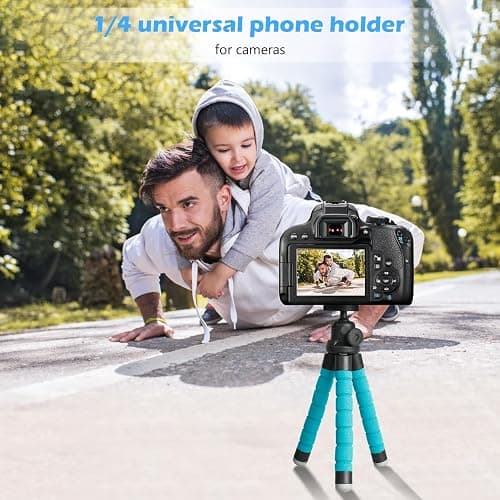 Ubeesize Portable Tripod Stand with Wireless Remote & Clip, Flexible Phone Holder for Video Recording (Blue) thumbnail 3