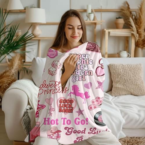 50"x 40" Pink Music Pony's Singer Throw Blanket, Chappell Gifts for Girls Fans Women, Soft Blankets All Seasons, Plush Cozy Lightweight Flannel Quilts for Bedroom Sofa Couch Living Room thumbnail 6