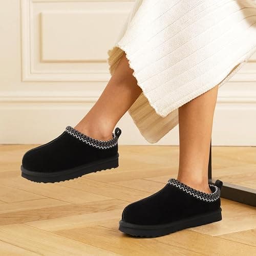 Litfun Women's Fuzzy House Slippers Genuine Suede Fluffy Winter Slipper Cozy Furry Warm Shoes Indoor/Outdoor thumbnail 6