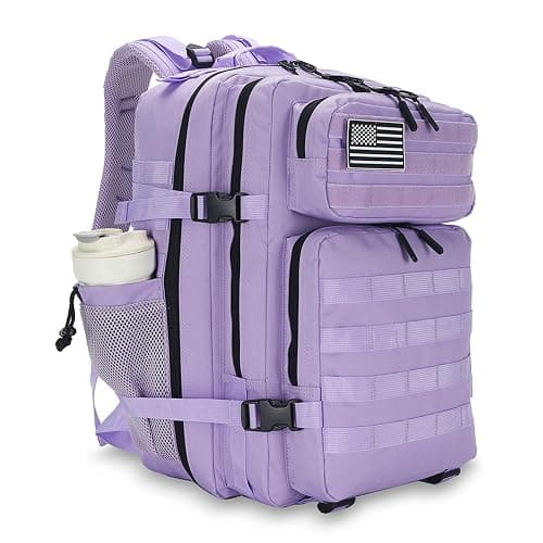 Lovelinks21 45L Tactical Assault Backpack 3 Day Assault Pack with MOLLE Waterproof Rucksack for Tactical Backpacks (Light Purple) - Image 1