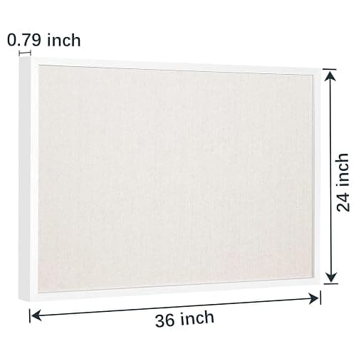 OWLKELA 24'' x 36'' Linen Bulletin Board, White Framed Corkboard, White Oak Frame Linen Cork Board, Vision Board and Decorative Hanging Pin Board - 36" x 24" thumbnail 2