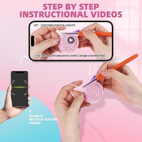 MOREJMTT Crochet Kit for Beginners, Crochet Animal Kits,Crocheting Kit for Starters with Step-by-Step Video Tutorials, Beginner Crochet Kits for Adults (2Pack Axolotl) thumbnail 4