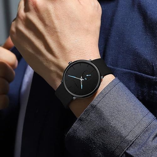 CRRJU Men’s Casual Stylish Waterproof Quartz Wristwatches, Ultra Thin Second Hand Watches for Men, Colorful Silicone Band thumbnail 2