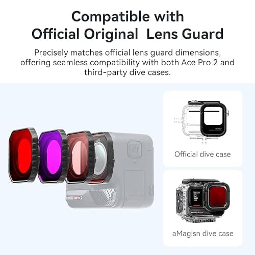 Honlyn Diving Lenses Filter for Insta360 Ace Pro 2, Action Camera Waterproof Case Protective Shell Red Pink Purple Dive Filter Accessories (Light red) thumbnail 4