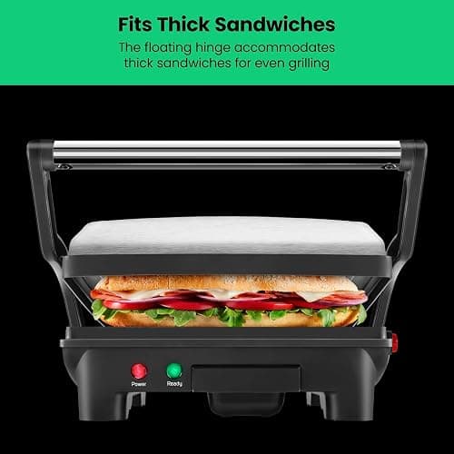 Chefman Panini Press Grill and Gourmet Sandwich Maker, Non-Stick Coated Plates, Opens 180 Degrees to Fit Any Type or Size of Food, Stainless Steel Surface and Removable Drip Tray - 4 Slice thumbnail 6