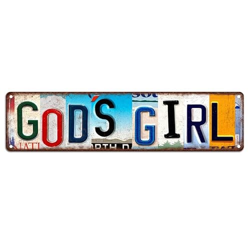 PanAJiao Vintage Gods Girl Metal Tin Sign 16x4 Inch for Religious Room Church Prayer Room Wall Decor - Image 1