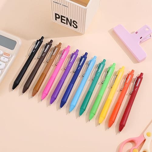 TWOHANDS Gel Pens 0.7mm Medium Point, Retractable Pen, 12 Colorful Pens | Smooth Writing Pens with Silicone Grip,Quick Dry, for Writing, Drawing, Journaling, Gifts for Women, 23506 thumbnail 6