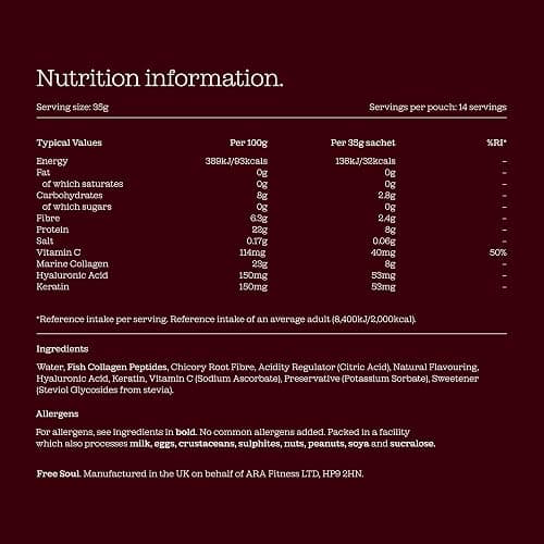 Marine Liquid Collagen 8000mg with Hyaluronic Acid, Keratin, & Vitamin C | 14 x 8000mg Hydrolysed Collagen Peptides Sachets | High Absorption Collagen Liquid Supplement by Free Soul thumbnail 9
