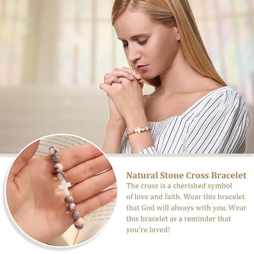 Christian Christmas Gifts for Women, Religious Cross Bracelet Gifts for Women/Daughter/Friend/Sister/Grandma/Granddaughter/Godmother/Her, Inspirational Birthday Faith Based Jewelry Stocking Stuffers Gifts thumbnail 3