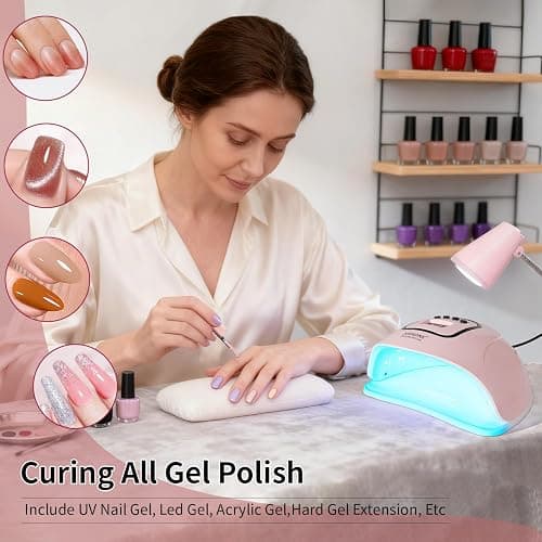 JODSONE U V LED Nail Lamp, Nail Dryer for Gel Polish with Led Light with Automatic Sensor & 4 Timers Pink thumbnail 7