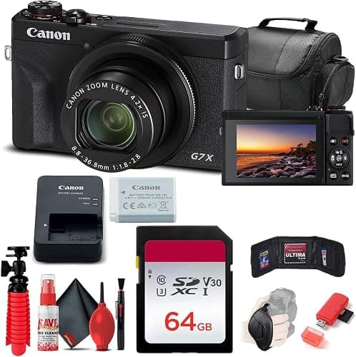 Canon PowerShot G7 X Mark III Digital Camera (Black) (3637C001) + 64GB Memory Card + Card Reader + Deluxe Soft Bag + Flex Tripod + Hand Strap + Memory Wallet + Cleaning Kit (Renewed) - Image 1