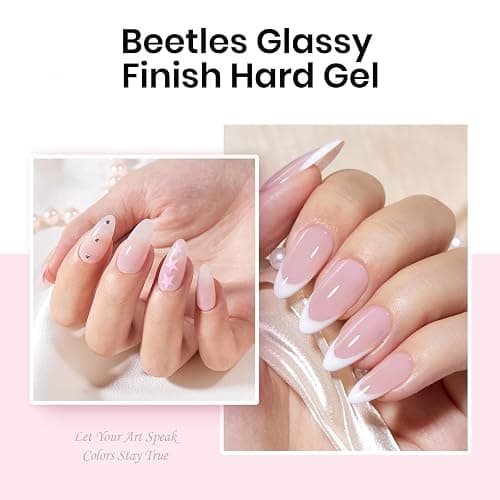 Beetles Hard Gel Nail Extension Kit, 3 Color Builder Gels & Half Cover Tips | Clear Nude Glitter for Nail Extension Sculpting, with Long Square Nail Tips, Base & Top Coat for Pros Women, UV&LED Cured thumbnail 7