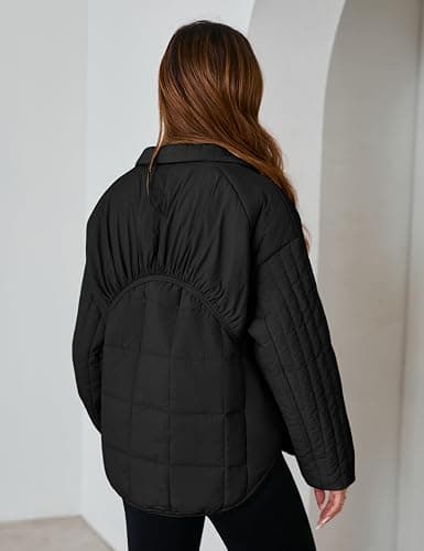 Daacee 2025 Oversized Lightweight Quilted Pullover Jacket for Women Half Zip Up Puffer Jackets Padded Outwear XS-2XL thumbnail 4