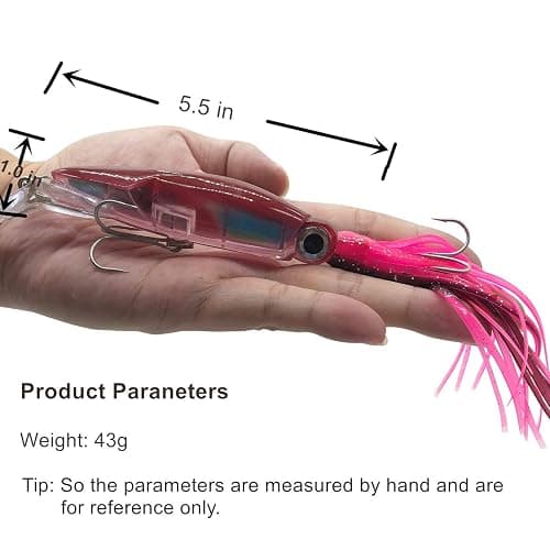 Damidel 4Pcs Large Simulation Squid Fishing Lures Bait Kit,3D Holographic Eyes，Built-in Multicolored Lead Blocks Through Heavy Duty ，Stable and Tempting thumbnail 4