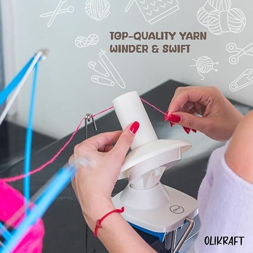 Olikraft Crochet Yarn Winder for Crocheting and Umbrella Swift (with Skein Holder) Combo Set - Yarn Spinner for Crocheting, Cake Ball Winder, Roller, Baller, Spooler thumbnail 6