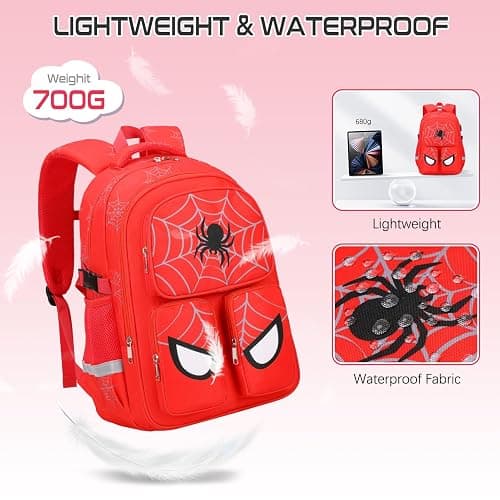 Jafeton School Backpack for Boys, 3 PCS Spider Boy Backpack Set with Lunch Box & Pencil Pouch, Waterproof Schoolbag for Boys Kids Children Teens, Elementary Middle School, Kids Bookbag Casual Daypack thumbnail 4