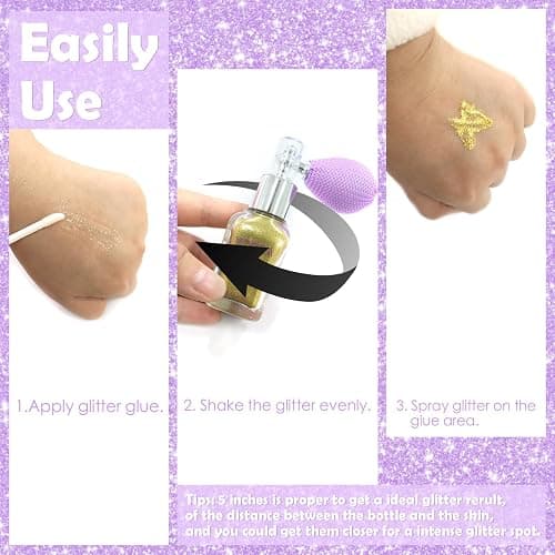 Yosca Body Glitter Spray, 30ML Iridescent Body Shimmer Powder Spray Glitter | Sparkle Spray on Glitter Hairspray High Gloss Fairy Dust Festival Concert Party Rave Accessories for Clothes Hair Face Nail thumbnail 7