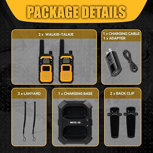 Retevis RB48 Waterproof Walkie Talkies, Heavy Duty Two Way Radio, Advanced Triple Proof, Vibration Call, USB-C, SOS,2000mAh, NOAA, 2 Way Radio(2 Pack) Yellow thumbnail 8
