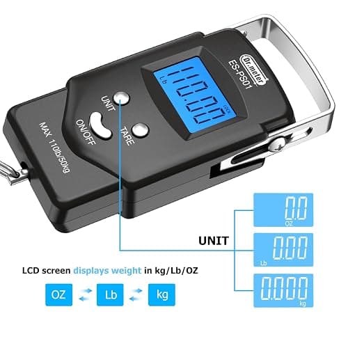 Dr.meter Fish Scale Luggage Scale Fishing Gear - 110lb Backlit LCD Display Digital Scale with Built-in Measuring Tape - Fishing Scale with 2 AAA Batteries, Pocket Size - Fishing Gifts for Men thumbnail 6
