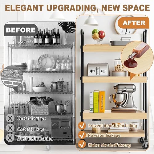 Jespeed 4 Pcs Wire Shelf Liner Cover, 24x16in Faux Wood Shelf Covers Moisture-Resistant PVC for Closet, Pantry, Kitchen & Bathroom Storage thumbnail 3