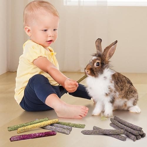 52Pcs Rabbit Chew Sticks, Guinea Pig Toys, Natural Timothy Grass Molar Teeth Stick, Mixing Flowers, Roses, Calendula and Forget Me Not, Small Animals Treats thumbnail 7