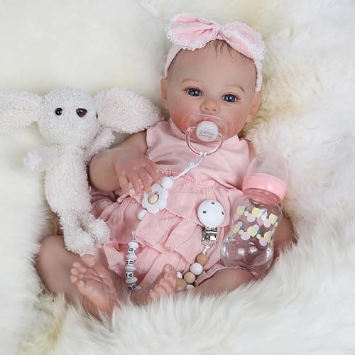 KSBD Realistic Reborn Dolls Girl - 18 Inch Lifelike Newborn Eyes Open Doll Real Life with Soft Weighted Body, Advanced Painted Gift Set for Kids Age 3+… thumbnail 5
