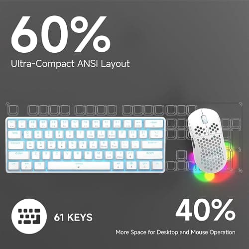 TMKB Falcon M1SE Ultralight Honeycomb Gaming Mouse and T61SE 60% Mechanical Gaming Keyboard Combo thumbnail 7