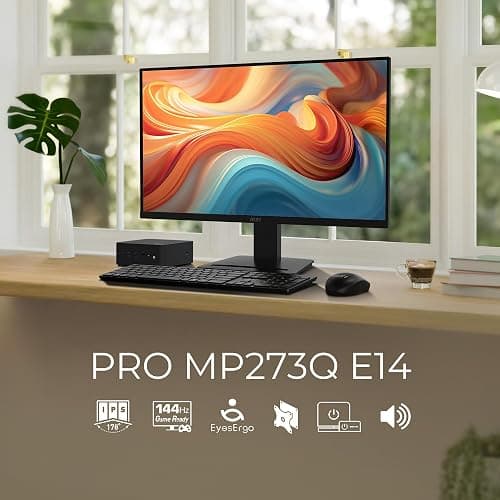 msi PRO MP273Q E14 27-inch IPS 2560 x 1440 (QHD) Computer Monitor, 144Hz,Adaptive-Synch, HDMI, DP Port, VESA Mountable, Tilt, Speaker, 1ms, Black thumbnail 3