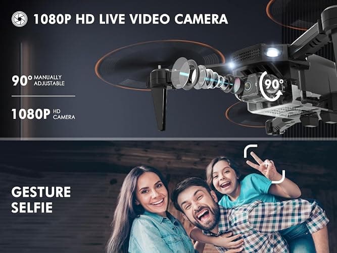 Q10 Mini Drone with Camera for Kids and Adults, 1080 HD FPV Foldable Quadcopter with Gravity Sensor Mode, Headless Mode, 3D Flips, Voice and Gesture Control, Kids Gift Toys for Boys Girls,Black thumbnail 2