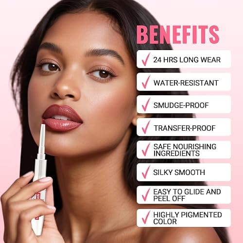 iMethod Lip Liner Stain - Lip Stain, 2-In-1 Dual-Ended Peel Off Lip Stain with Tweezer, Natural Long Lasting Peel Off Lip Liner, Easy to Use for All Skin Types, Stay All Day, Nude Pink thumbnail 5