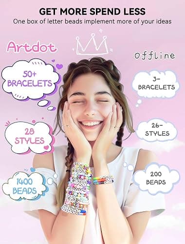 ARTDOT 1400 PCS Letter Beads for Jewelry Making Kit, 28 Styles Alphabet Beads for Friendship Bracelets Assorted Preppy Beads with Storage Case thumbnail 5