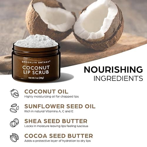 Brooklyn Botany Lip Scrub Exfoliator 1 oz – Lip Moisturizer for Dry Lips and Chapped Lips – Gentle Lip Exfoliator for Smooth and Brighter Lips – Coconut Flavor thumbnail 5