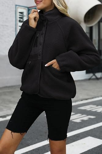 Nirovien Womens Fuzzy Fleece Jacket Button Down Sherpa Coats Casual Winter Warm Outwear with Pockets thumbnail 3