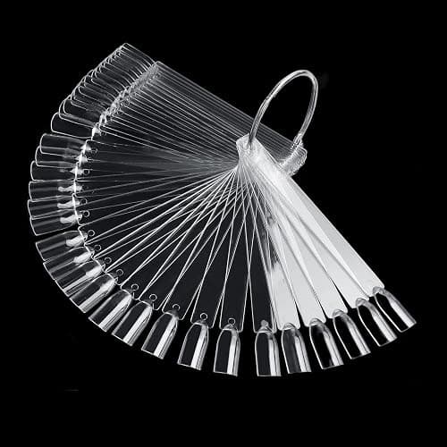 50-Piece Nail Swatches Sticks Transparent, Professional Nail Colour Display Stick, Nail Samples Stick with Metal Buckle, Detachable Practice Nails Stick for Beginner, Nails Display for Salon - Image 1