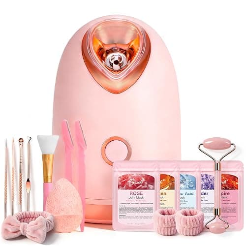 Pjordo Facial Steamer Spa Kit with 17 Skin Care Tools, Nano Ionic Face Steamer for Deep Cleaning Unclogs Pores, Warm Mist Humidifier Steamer for Face Home Sauna SPA, Valentines Day Gifts for Women - Image 1