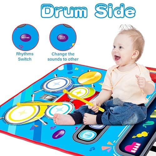 Baby Toys for 1 Year Old: Baby Musical Mat Toddler Toys Age 1-2 - 2 in 1 Piano Drum Babies Play Mat - Infant Music Toy 12-18 Months Babies Birthday Valentines Gifts for 1 2 3 Year Old Boys Girls thumbnail 4