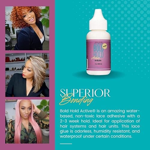 The Hair Diagram - Bold Hold Active Reloaded - Strong Hold Glue for Wigs and Hair Systems - Invisible Bonding - Formulated for Oily Skin - Non Toxic - Humidity Resistant & Water- Resistant -1.3oz thumbnail 3
