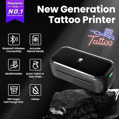 Phomemo TP31 Mini Tattoo Stencil Printer,Bluetooth Tattoo Printer with 30pcs Transfer Paper,Tattoo Machines Printers for Tattoo Beginners & Artists Temporary Tattoo Maker thumbnail 2