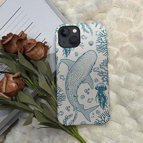DAIZAG Case Compatible with for iPhone 14,Whale Shark Ocean Coral Reefs Jellyfish Phone Case for iPhone 14 for Girl Women Boy Men thumbnail 4