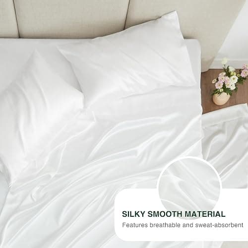Love's cabin Twin Silky Soft Satin Bed Linen Set - 3 Piece with Deep Pockets, Luxury Satin Sheets, Wrinkle Resistant, Fits Mattresses up to 14'' thumbnail 3