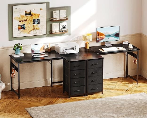Casaottima L Shaped Desk with 4 Drawers, 40" Small Corner Computer Desk with Storage, Reversible Kids Study Table with Hook, Work Table for Home Office, Black thumbnail 6