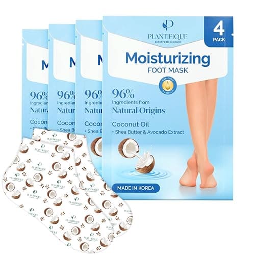 Korean Foot Mask with Shea Butter 4 Pairs box for Dry & Cracked Feet | Hydrating Socks for Soft Heels | Intense Moisturizing and Repairing Dry Rough Skin | Foot Spa | Happy Feet Mask - Image 1