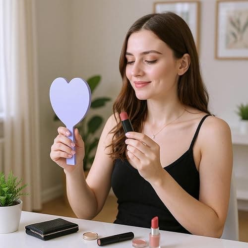Limbeuuu 15 Pcs Heart Shaped Handheld Mirror Small Travel Makeup Mirrors with Handle Mini Heart Bulk Plastic Cosmetic Gift for Women (Bright Color) thumbnail 7