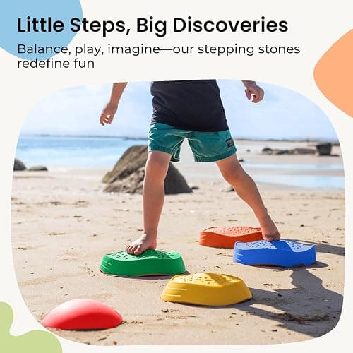 Tiny Land Stepping Stones for Kids, 5pcs Non-Slip Toddler Stepping Stones, Sensory Stepping Stones for Promoting Toddler's Balance & Coordination Skills, Stepping Stones for Toddlers 3-5 thumbnail 2