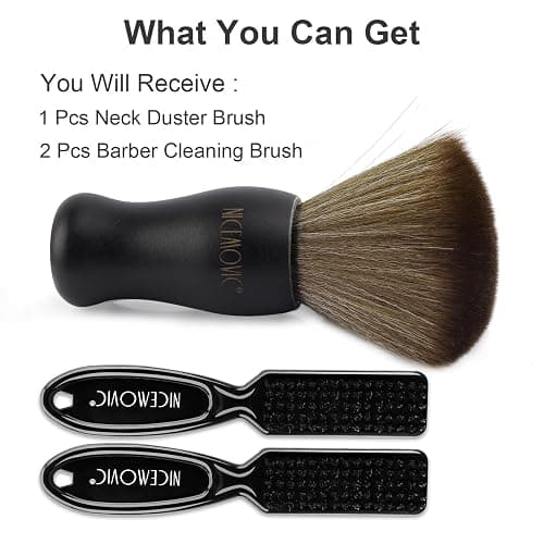 NICEMOVIC 3 IN 1 Barber Neck Duster Brush Set, Professional Barber Accessories Cleaning Supplies, Duster Nylon Brush Hair Cutting Styling Brush Tool (Black) thumbnail 7