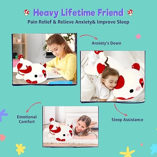 Onsoyours Original Weighted Mushroom Cow Stuffed Animals, 4.0 lbs Weighted Plush for Stress Relief - 20" Large Soft Cow Pillow Gifts for Kids & Adults thumbnail 6