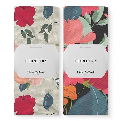 GEOMETRY Kitchen Tea Towels - Quick Dry Microfiber Dish Towels for Kitchen Roses for You, 18" x 30" 2 Pack - Image 1
