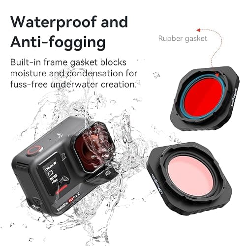 Honlyn Diving Lenses Filter for Insta360 Ace Pro 2, Action Camera Waterproof Case Protective Shell Red Pink Purple Dive Filter Accessories (Light red) thumbnail 6