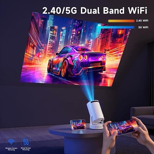 SGV Smart Mini Projector for Bedroom, 4K Support, Portable Outdoor Projector with Android 12, WiFi and Bluetooth 5.2, Auto Keystone, for Home Theater Outdoor Movie thumbnail 4