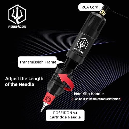POSEIDON Tattoo Gun Kit - Wireless Tattoo Pen Kit Tattoo Kit with 2Pcs Tattoo Battery and 20 Pcs Tattoo Cartridge Needles, Complete Tattoo Machine kit Tattoo Supplies for Beginners thumbnail 5